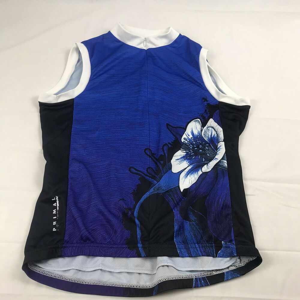primal cycling‎ vest Blue ,black,white floral small